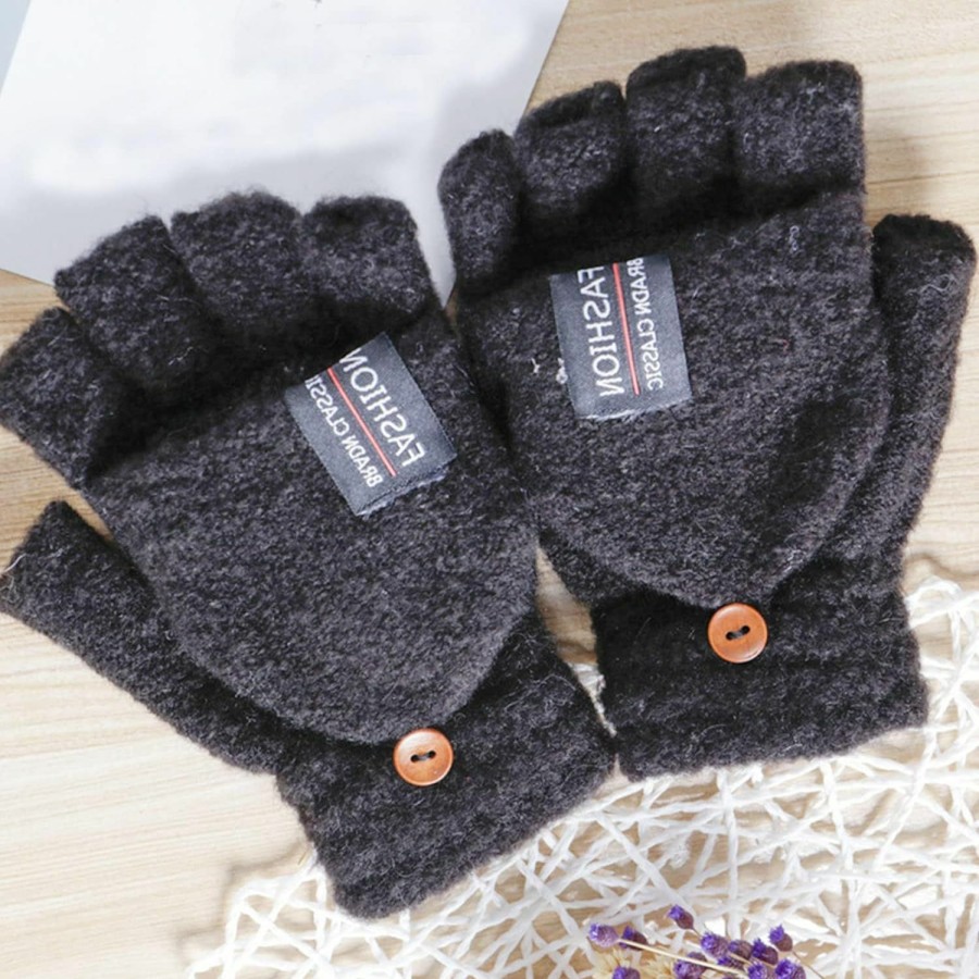 Lomodo Lomodo 6 Pair Winter Fingerless Gloves With Mittens Cover Cap Warm Wool Knitted Convertible Gloves For Women And Men Wholesale