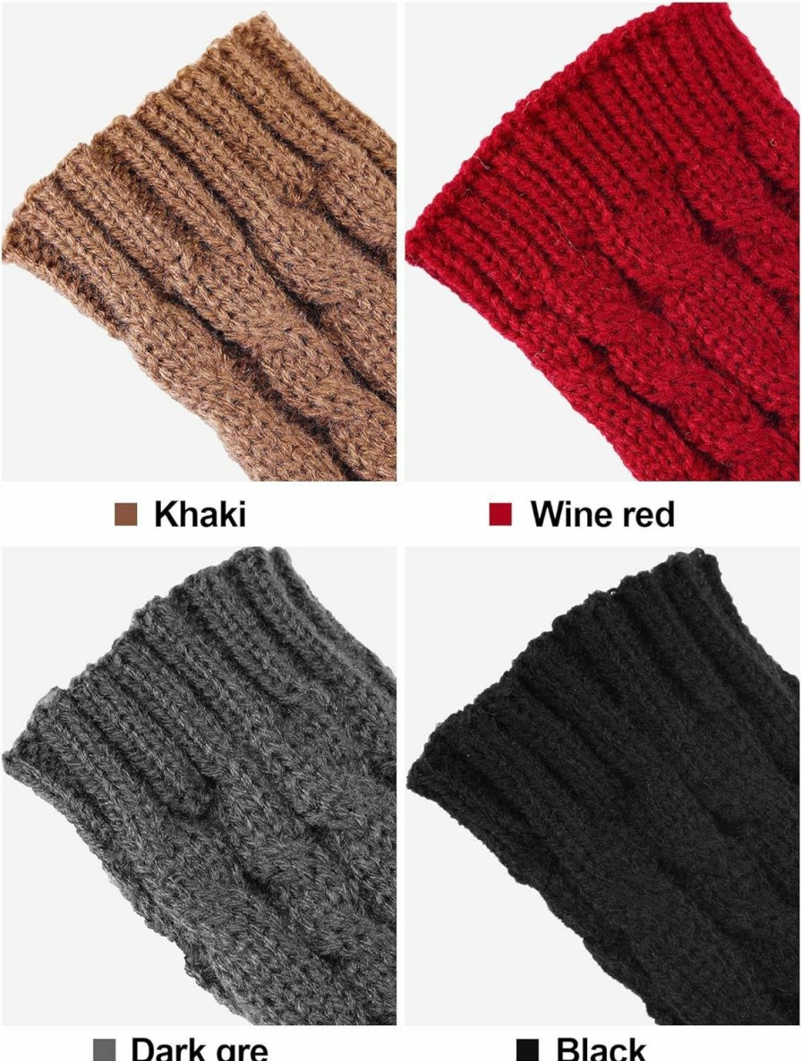 Bememo Bememo 4 Pairs Women Long Fingerless Gloves Winter Mitten Arm Gloves With Thumb Hole Clearance