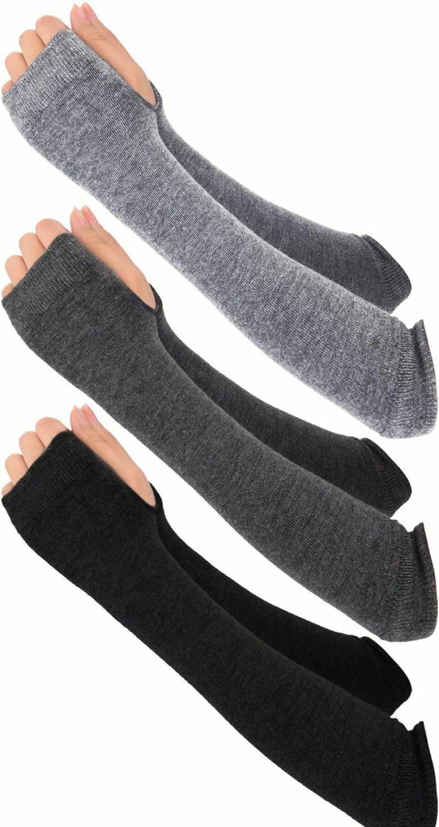 Bememo Bememo 3 Pairs Winter Long Fingerless Gloves Knit Elbow Length Gloves Thumb Hole Arm Warmers For Women Girls Online