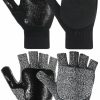 Geyoga 2 Pairs Winter Knitted Half Finger Gloves Fingerless Flap Cover Wool Gloves Convertible Mittens Clearance