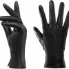 outdoor plus Outdoor Plus Black Leather Gloves For Women, Genuine Lambskin Touchscreen Driving Gloves, Ladies Leather Dress Gloves New