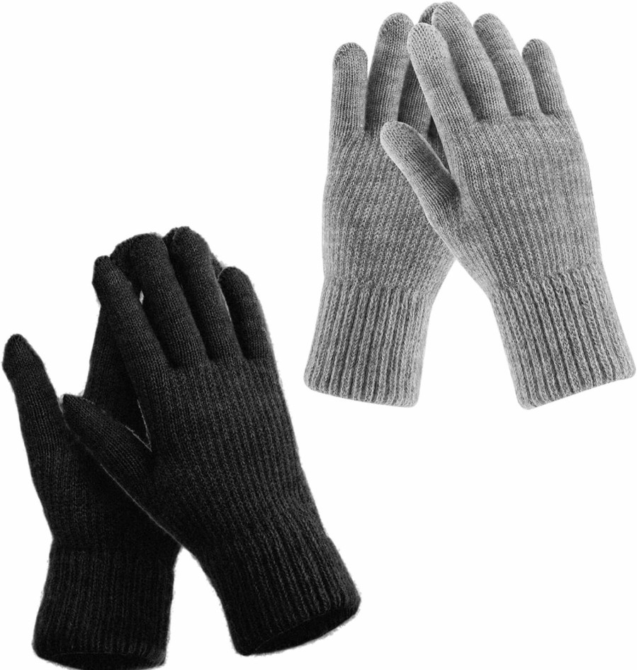 Evob Evob 2 Pairs Women'S Winter Gloves Thermal Warm Lining -Elastic Cuff Cozy Thick Touchscreen Texting Knit Gloves Clearance