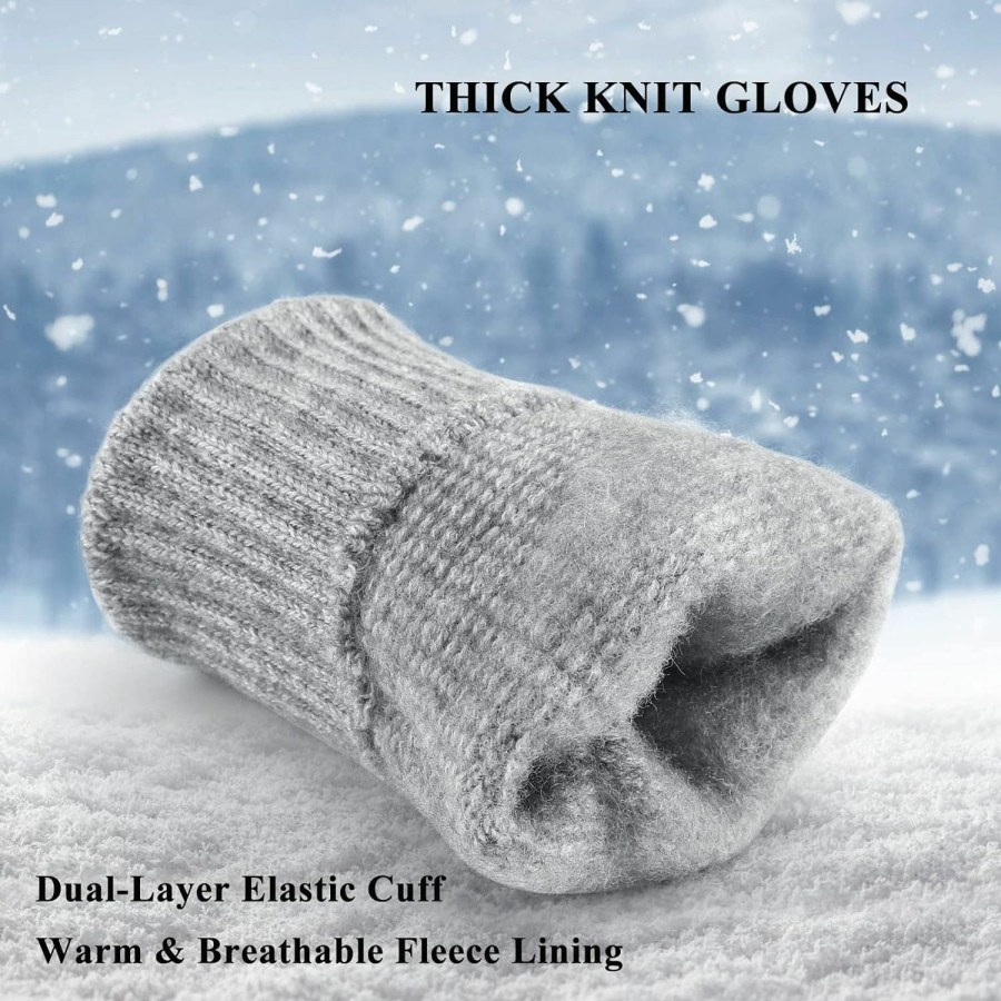 Evob Evob 2 Pairs Women'S Winter Gloves Thermal Warm Lining -Elastic Cuff Cozy Thick Touchscreen Texting Knit Gloves Clearance