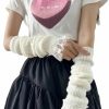 Eominve Y2K Women Teens Knit Lace Arm Warmers Japanese Harajuke Cosplay Lolita Cute Knitted Fingerless Gloves Mittens Wholesale