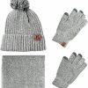 MOSANDON Knit Scarf/Hat/Gloves Set, Soft Warm Beanie, Touch Screen Uni Cable Knit Winter Cold Weather Gift Online