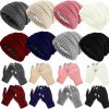 Jadive Jadive 8 Sets Winter Glove And Hat Set Chunky Knit Beanie Hat Warm Touchscreen Gloves Soft Beanie Cap Texting Gloves For Women Men Indoor Outdoor Activities, 8 Colors Hot