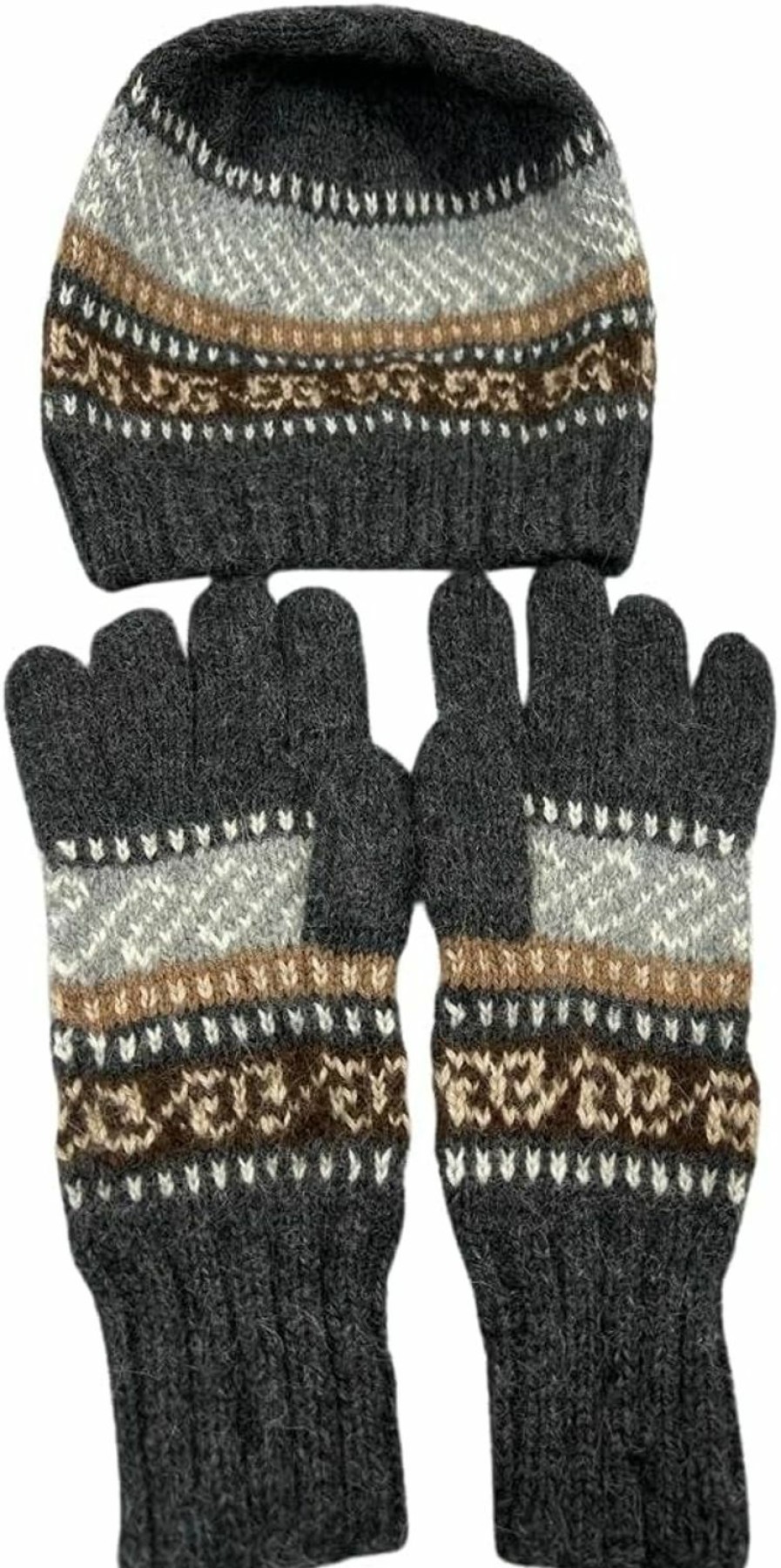 Generic Women'S Alpaca Wool Hat Gloves Knit Winter Hot