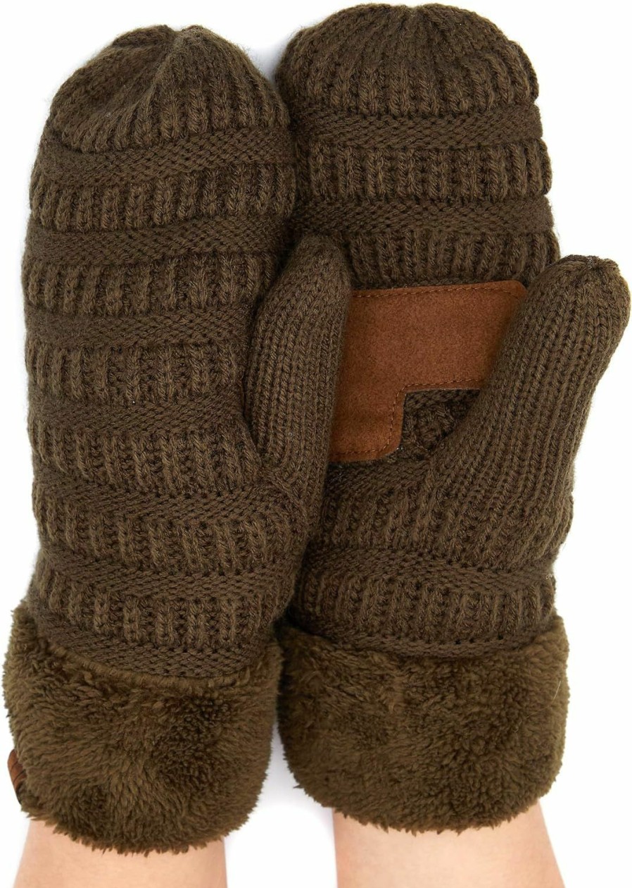 C.C C.C Women Thick Knit Faux Fur Sherpa Fleece Lined Warm Winter Gloves Mittens (Cg-36)(Mt-008,25,715,816,1816,6245) New