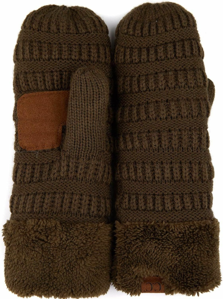 C.C C.C Women Thick Knit Faux Fur Sherpa Fleece Lined Warm Winter Gloves Mittens (Cg-36)(Mt-008,25,715,816,1816,6245) New