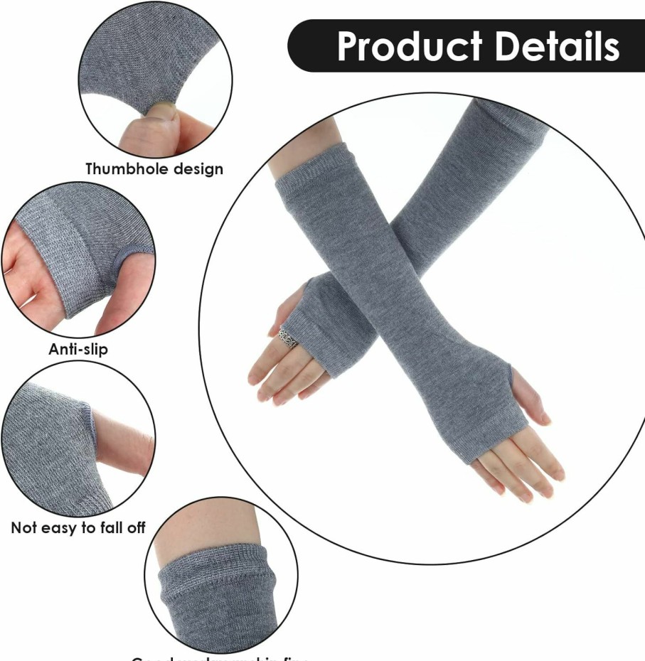 WLLHYF Wllhyf 4 Pairs Cashmere Feel Fingerless Gloves With Thumb Hole Typing Warmer Gloves Wrist Arm Stretch Winter Knit Fingerless Gloves For Women Men Best