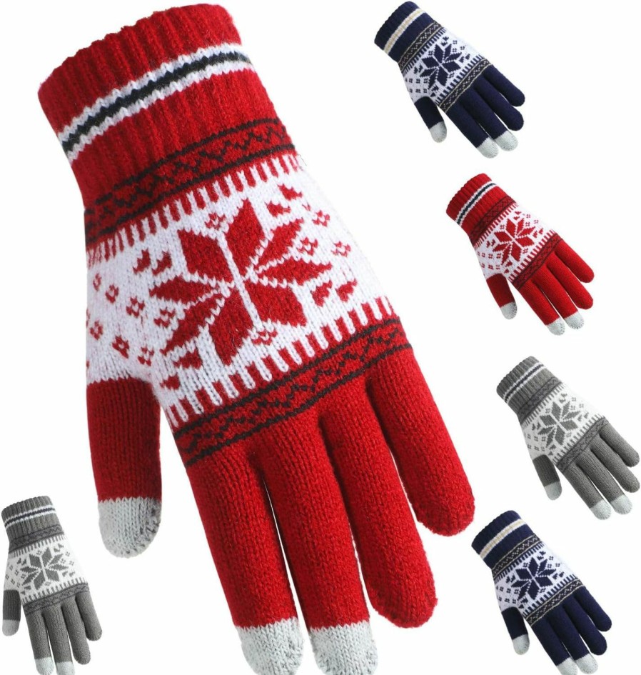 Tatuo Tatuo 3 Pairs Christmas Winter Touchscreen Gloves Texting Gloves Stretch Knitted Mechanic Gloves Warm Gloves For Women And Men Best