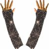 Amosfun Amosfun 1 Pair Halloween Gloves Arm Sleeve Spider Web Knitted Long Arm Cover Fingerless Sun Protection Sleeve Arm Warmers For Women Men Best