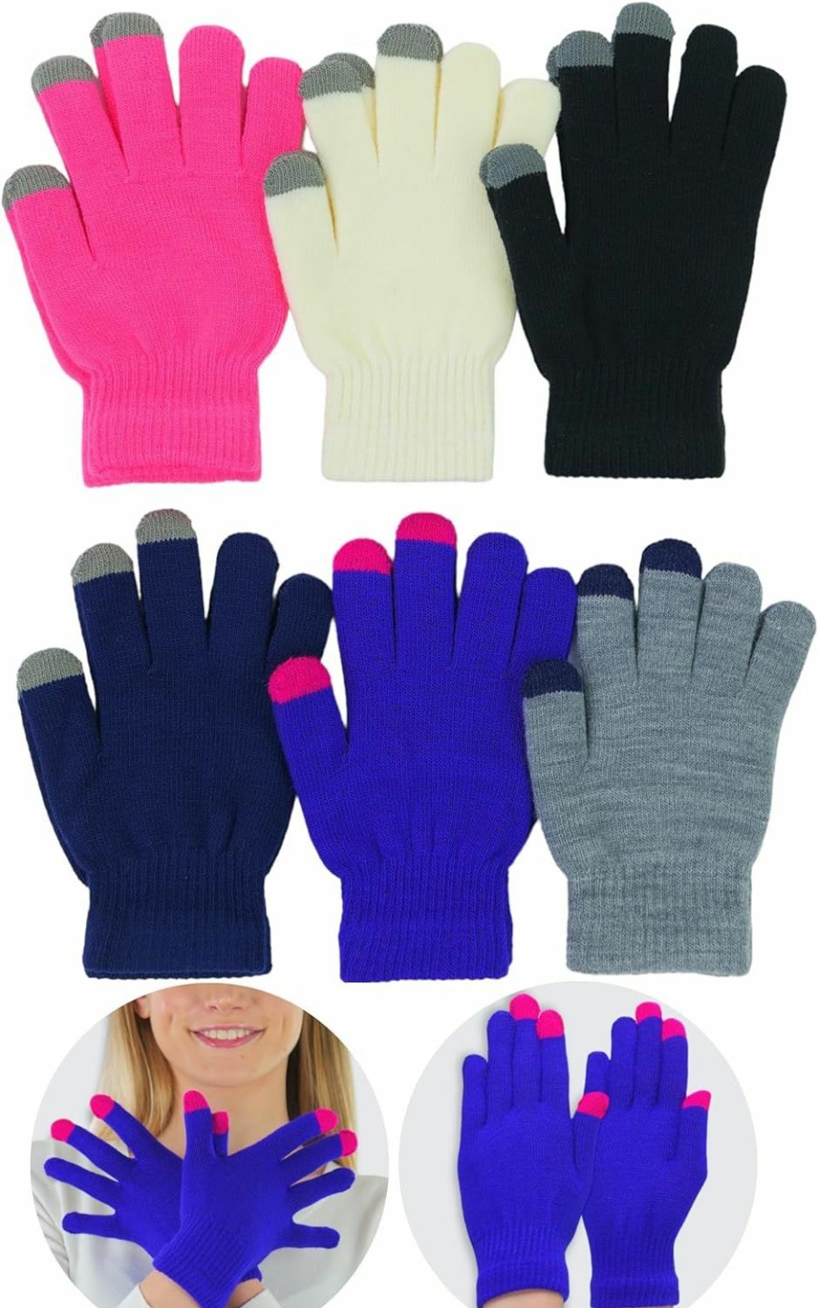 ToBeInStyle Tobeinstyle Women'S Pack Of 6 Assorted Magic Touch Screen Gloves Best