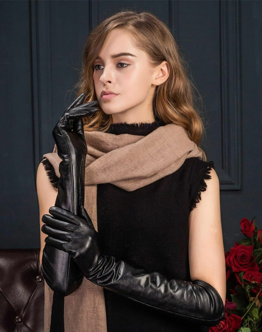 YISEVEN Yiseven Women'S Long Leather Gloves Opera Length Best