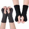 KINBOM Kinbom 2 Pairs Uni Half Finger Gloves, Stretchy Ribbed Arm Warmers Wrist Winter Knitted Fingerless Gloves For Women Men Winter Cold Weather (Black & Dark Gray) Hot