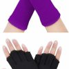 Pangda 2 Pairs Uni Fingerless Gloves Half Finger Stretchy Knit Gloves Lengthen Wrist Mittens Winter Warm Gloves Clearance