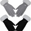 Bencailor Bencailor 2 Pairs Winter Touchscreen Women Gloves Winter Cold Weather Plush Thermal Fleece Lining Gloves Warm Soft Fluffy Cuff Texting Gloves Best