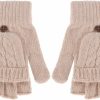 UEETEK Ueetek Women Winter Warm Wool Knitted Convertible Fingerless Gloves With Mitten Cover (Beige) Hot