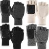 JaGely Jagely 4 Pairs Fingerless Gloves For Women Men, Winter Knit Convertible Fingerless Wool Mittens Warm Flip Fingerless Gloves For Cold Weather New