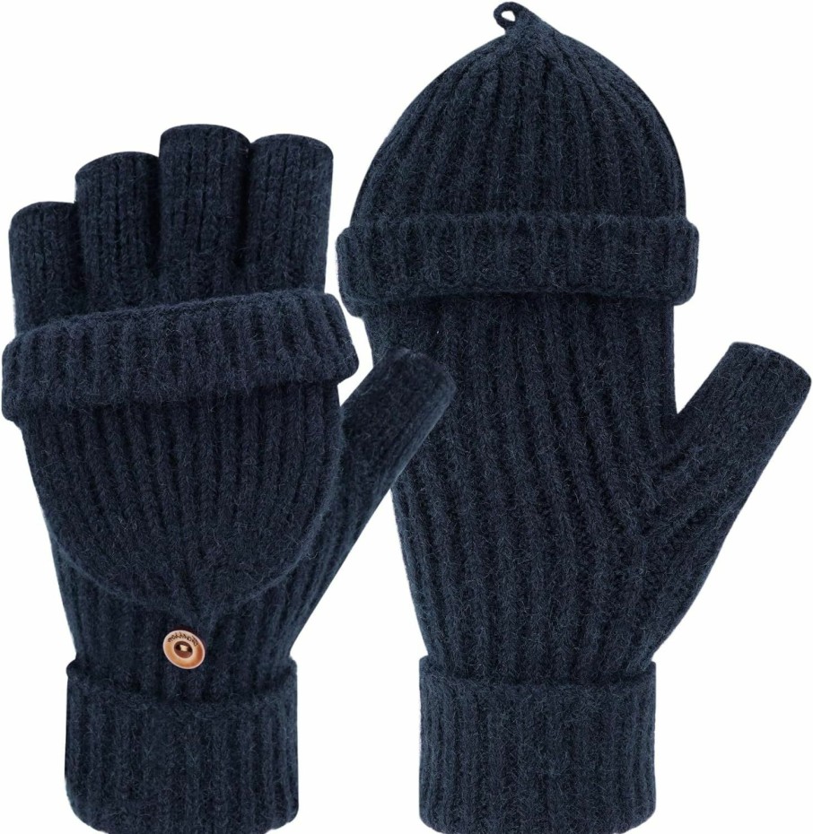 FZ FANTASTIC ZONE Fz Fantastic Zone Womens Winter Knit Fingerless Work Gloves Convertible Mittens Warm For Cold Day Hot