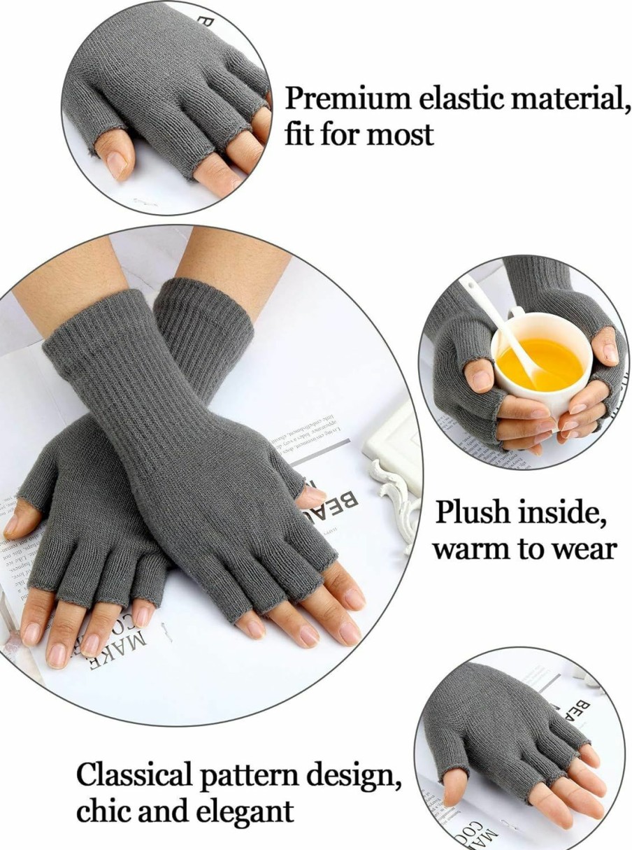 SATINIOR Satinior Fingerless Gloves For Women Half Finger Typing Gloves With Long Wrist Cuff Winter Knit Fingerless Mittens For Women Hot