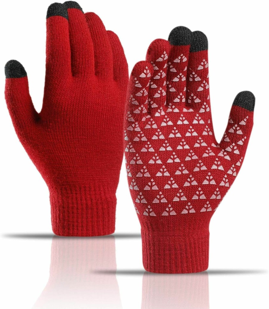 YLY Yly Winter Knit Gloves Touchscreen Warm Thermal Soft Lining Elastic Cuff Anti-Slip For Women Men New