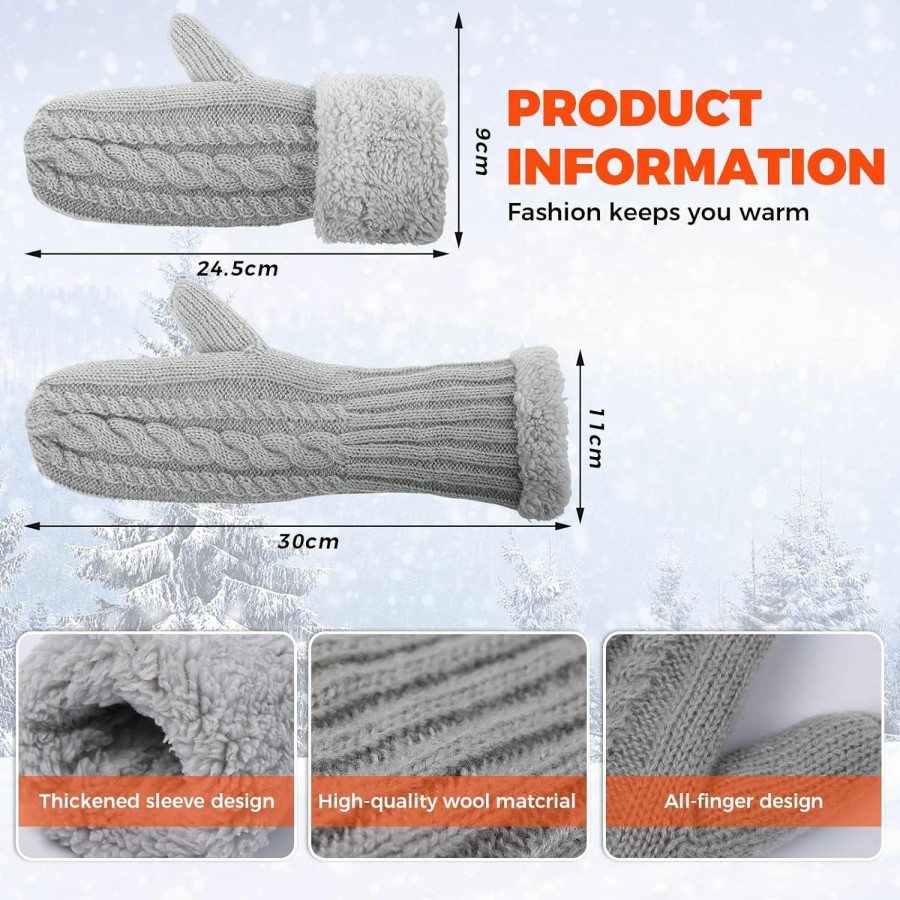 AURUZA Auruza Winter Warm Mittens For Women, Knitted Gloves Warm Soft Lining Cold Weather Accessories Gifts (Black 1) Clearance