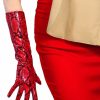 DooWay Dooway Latex Women Long Leather Gloves Pu Patent Snake Skin Print Opera Elbow Short Unrestrained Sexy Red Best