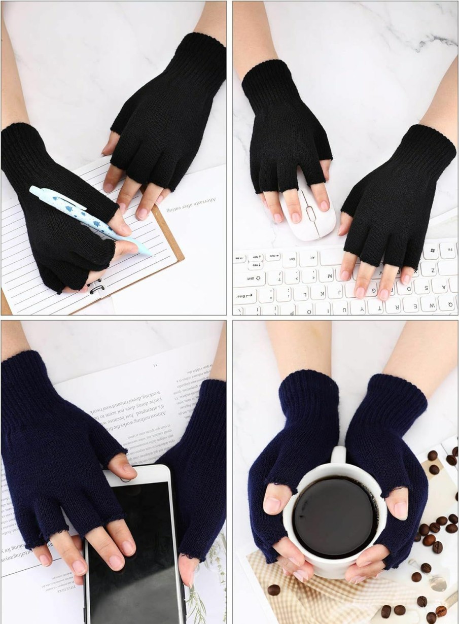 SATINIOR Satinior 3 Pairs Women Fingerless Gloves Winter Half Finger Knit Gloves For Women Men Clearance