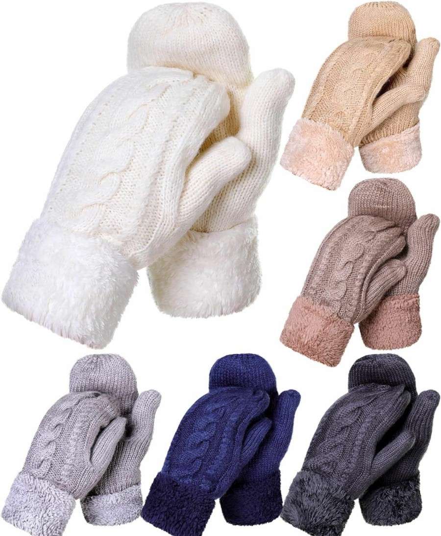 Suhine Suhine 6 Pair Women Winter Gloves Wool Mittens Warm Lining Cozy Knit Thick Gloves Warm Gloves For Cold Weather Hot