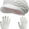 HINDAWI Hindawi Winter Hats Gloves For Women Knit Warm Snow Ski Outdoor Caps Touch Screen Mittens New