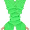 ikasus Ikasus Winter Fingerless Gloves Women Knit Long Fingerless Gloves Long Thermal Knitted Mittens For Men Women Bright Green Best